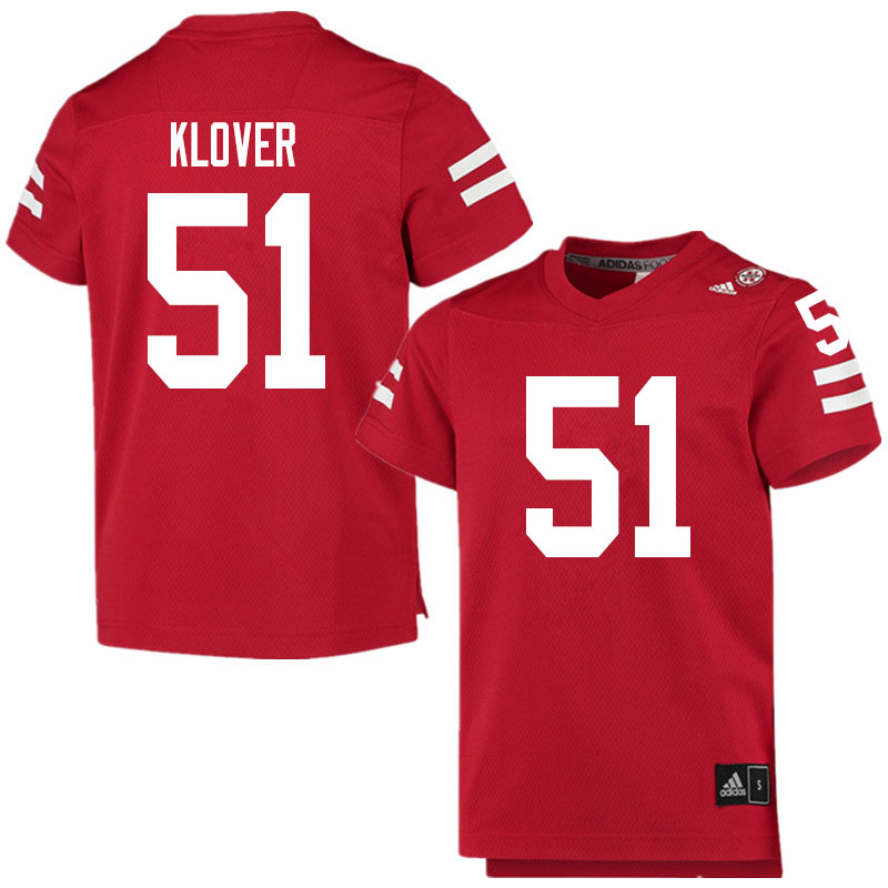 Men #51 Braden Klover Nebraska Cornhuskers College Football Jerseys Sale-Scarlet